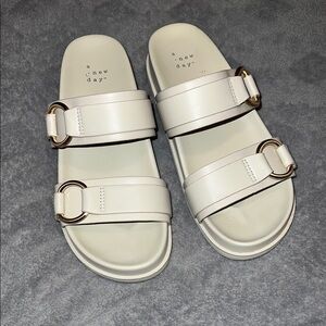 A New Day Cream Slide Sandals with Adjustable Strap